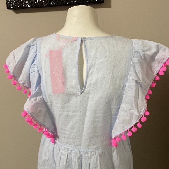 Lilly Pulitzer Raquelle Top Bluebell Blue Swiss Dot Dobby Chambray Sz XS NEW - Picture 6 of 12